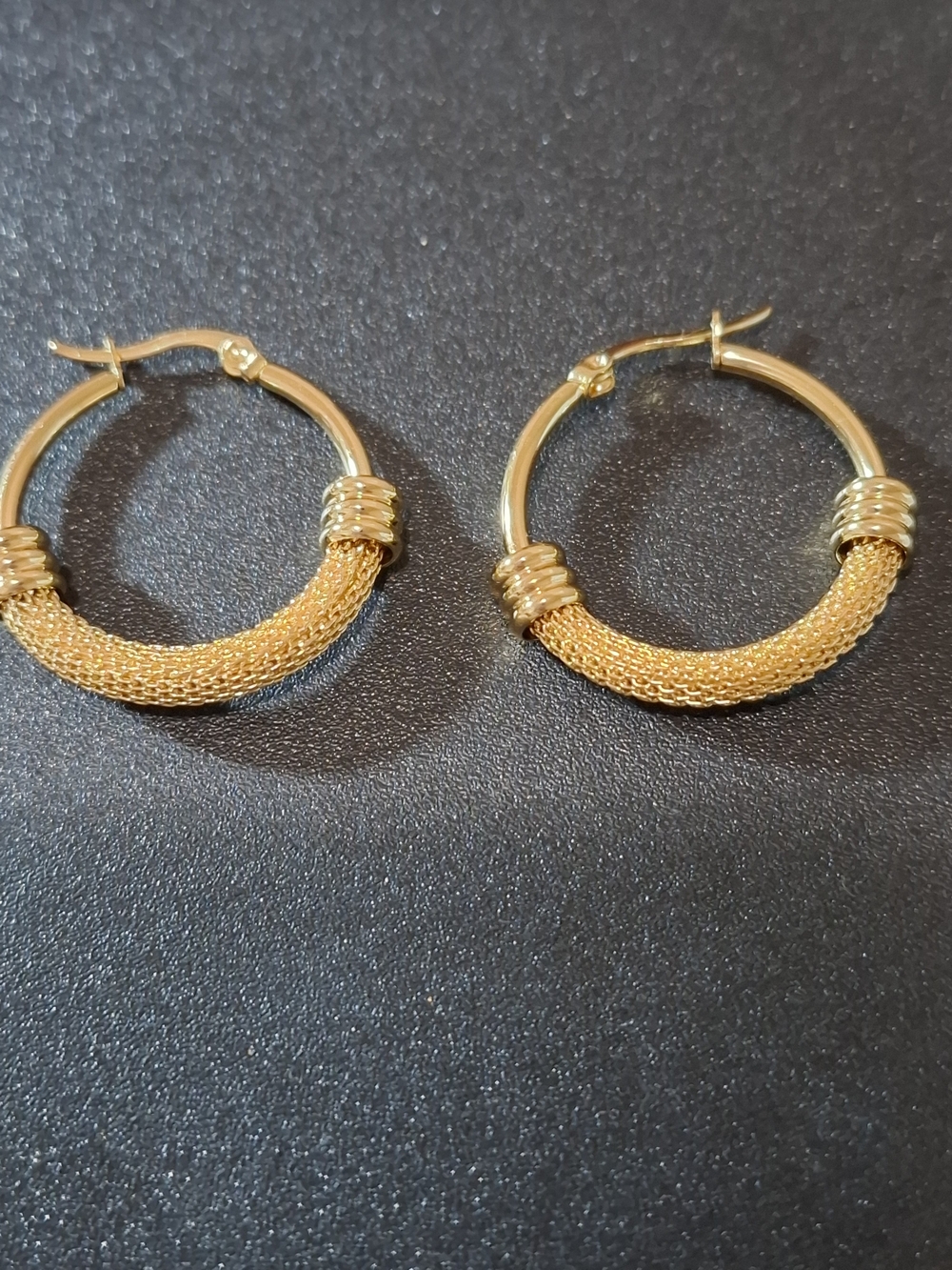 Gold Mesh Hoop Earrings for Women - Elegant Gold Tone